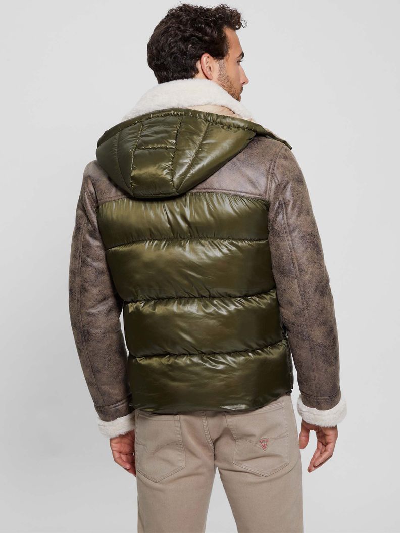 Chaqueta Guess Hombre Hybrid Puffa Jacket Café-4