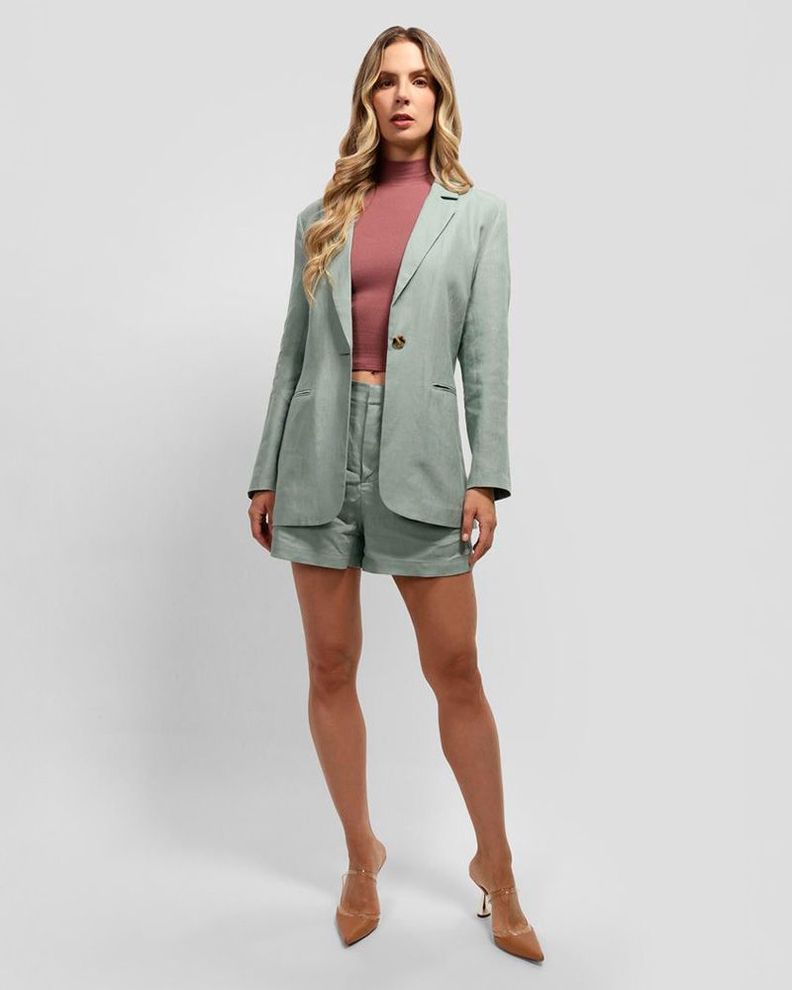 Chaqueta Guess Mujer Joni Linen Blazer Verde-1