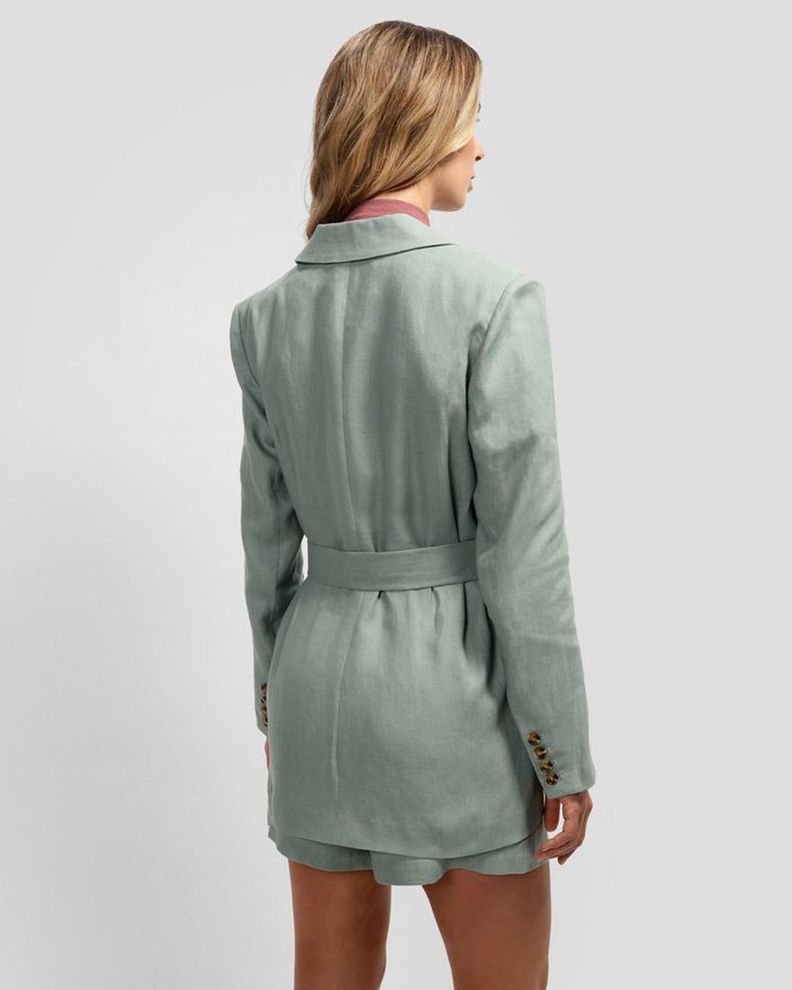 Chaqueta Guess Mujer Joni Linen Blazer Verde-3