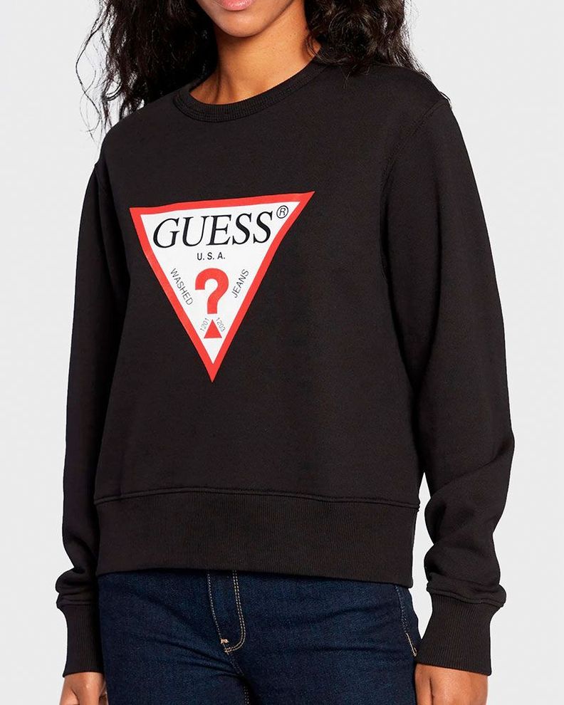 Poleron Guess Mujer Cn Original Fleece Negro-0