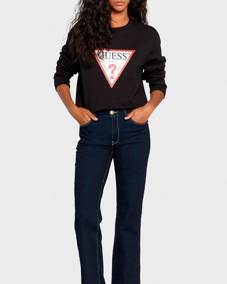 Poleron Guess Mujer Cn Original Fleece Negro-2