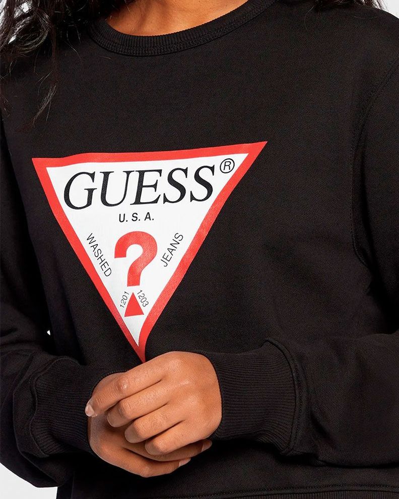 Poleron Guess Mujer Cn Original Fleece Negro-3