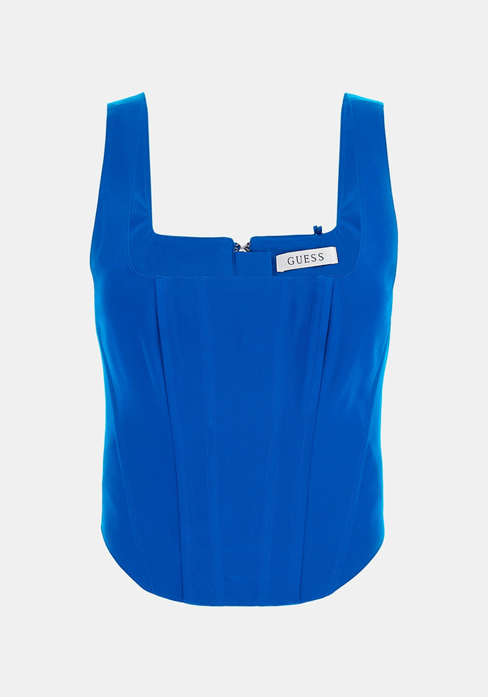 Top Guess Mujer Sl Sia Satin Corset Top Azul-4