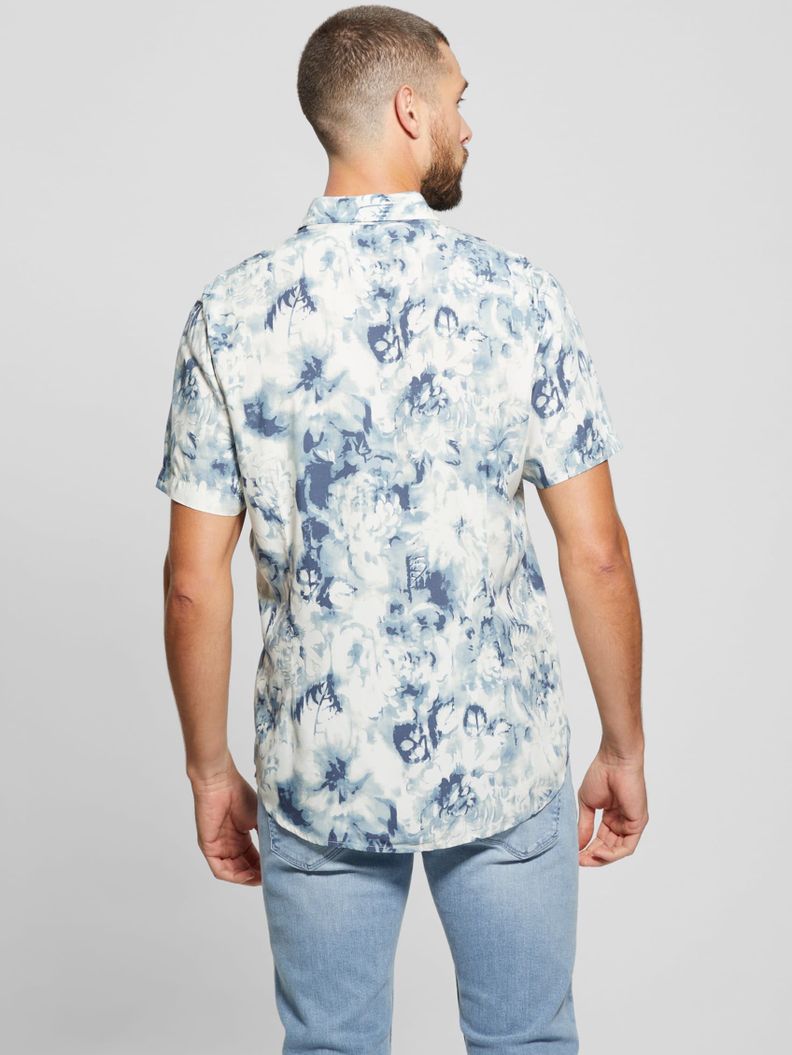 Camisa Guess Hombre Ss Wayco Sateen Floral Shirt Celeste-3