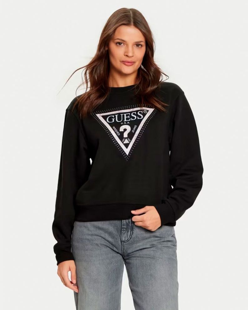 Poleron Guess Mujer Cn Python Triangle Logo Flecee Negro-0
