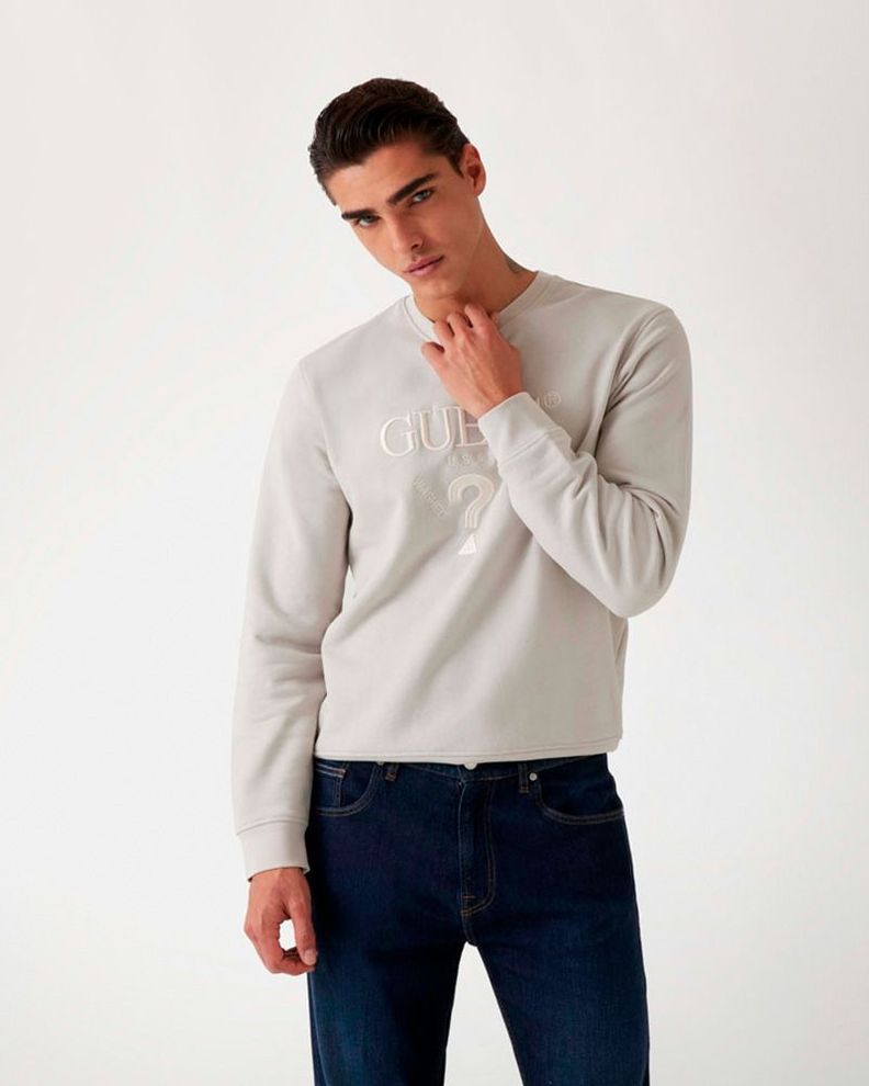 Poleron Guess Hombre Beau Cn Sweatshirt Crema-0