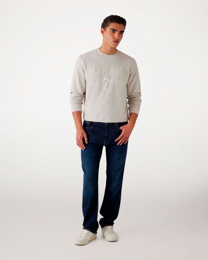 Poleron Guess Hombre Beau Cn Sweatshirt Crema-2
