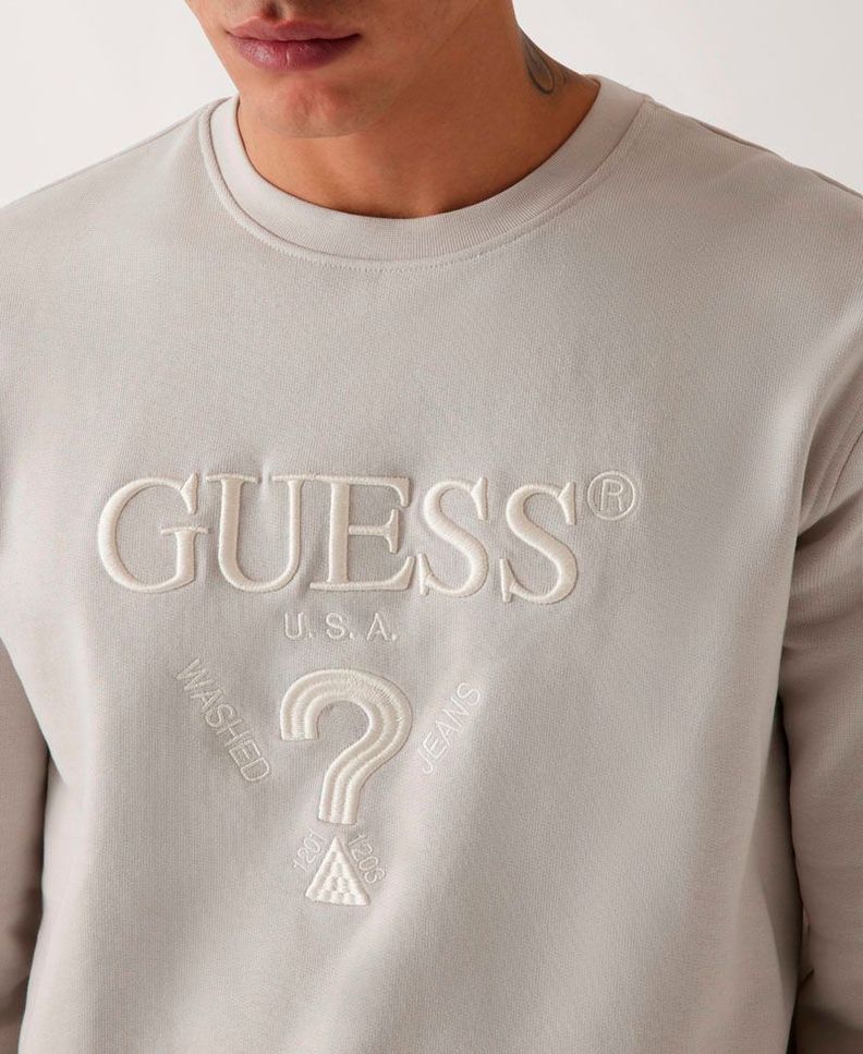 Poleron Guess Hombre Beau Cn Sweatshirt Crema-3
