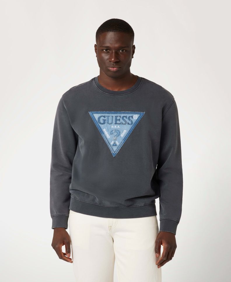 Poleron Guess Hombre Triangle Patch Cn Sweatshirt Gris-0