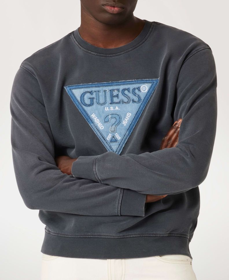 Poleron Guess Hombre Triangle Patch Cn Sweatshirt Gris-3