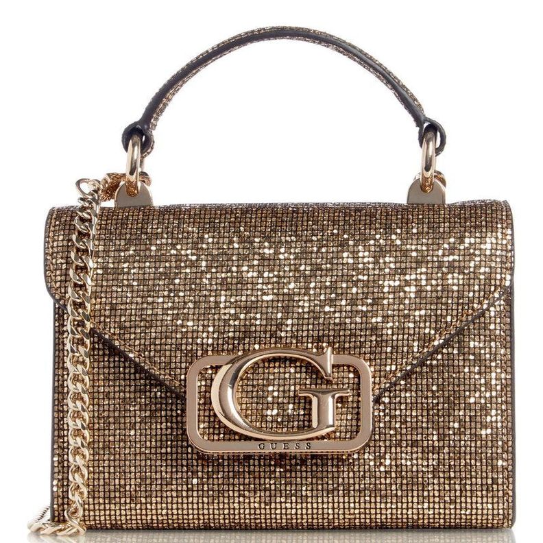 Mini Cartera Guess Mujer Zalina Mini Top Handle Flap Dorado-0