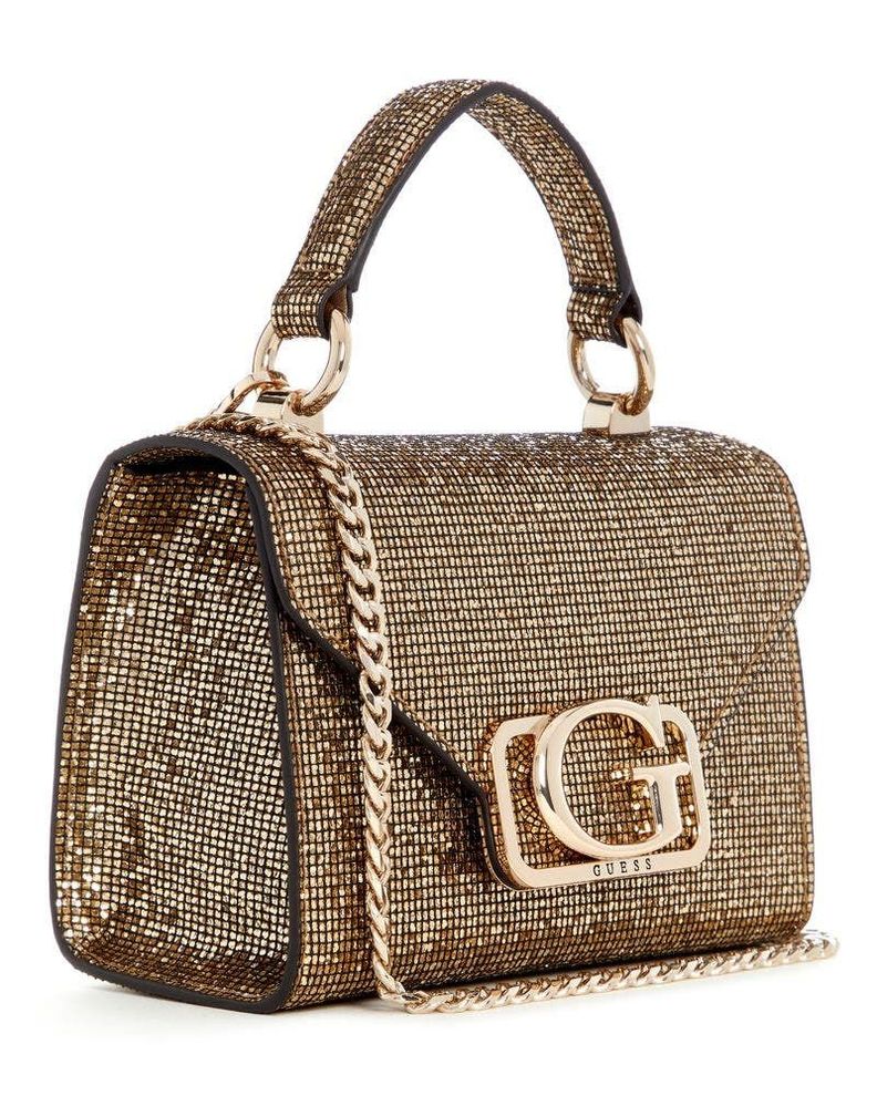 Mini Cartera Guess Mujer Zalina Mini Top Handle Flap Dorado-1