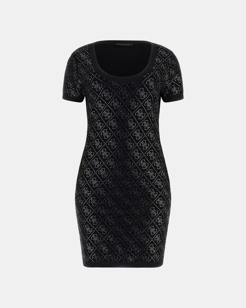 Vestido Guess Mujer Paige 4G Stones Ss Dress Swtr Negro-4