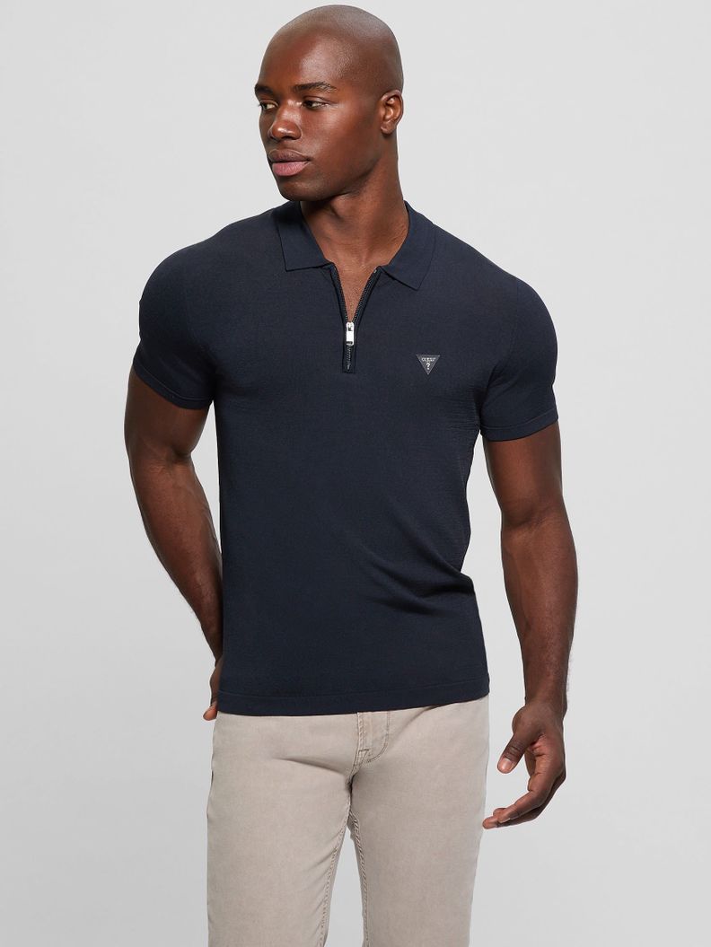 Polera Guess Hombre Dane Tech Ss Polo Swtr Azul-0