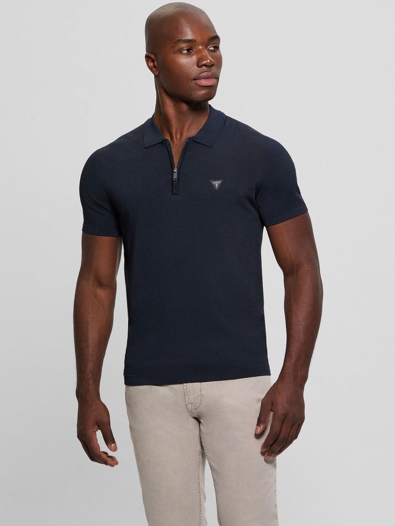 Polera Guess Hombre Dane Tech Ss Polo Swtr Azul-4