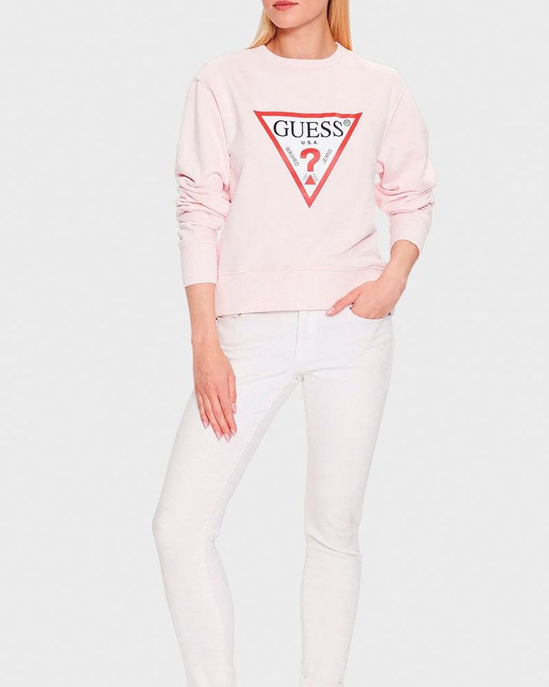 Poleron Guess Mujer Cn Original Fleece Rosado-2