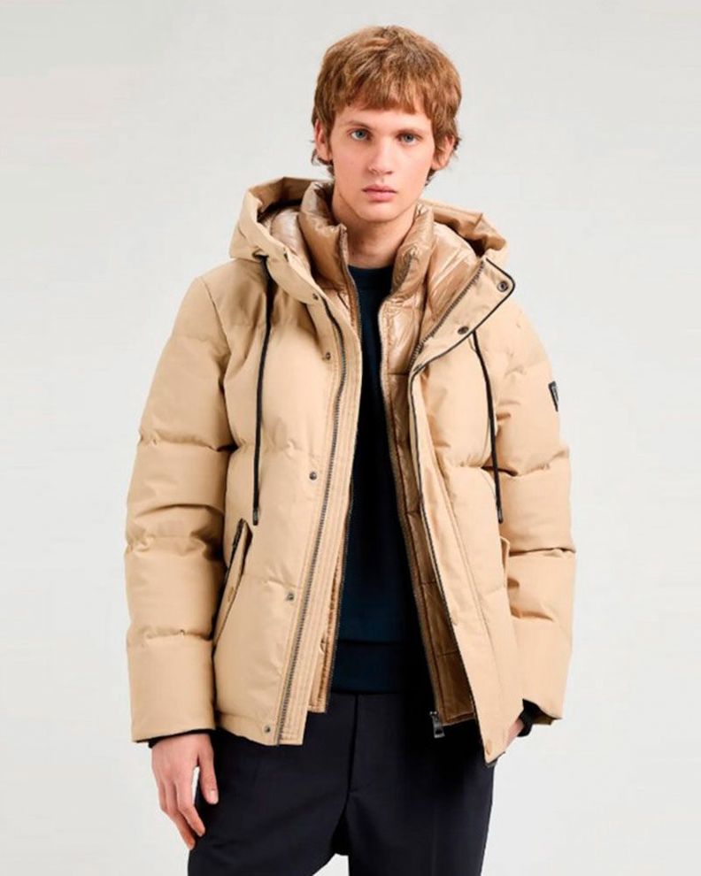 Chaqueta Guess Hombre High Collar Puffa Jacket Beige-0