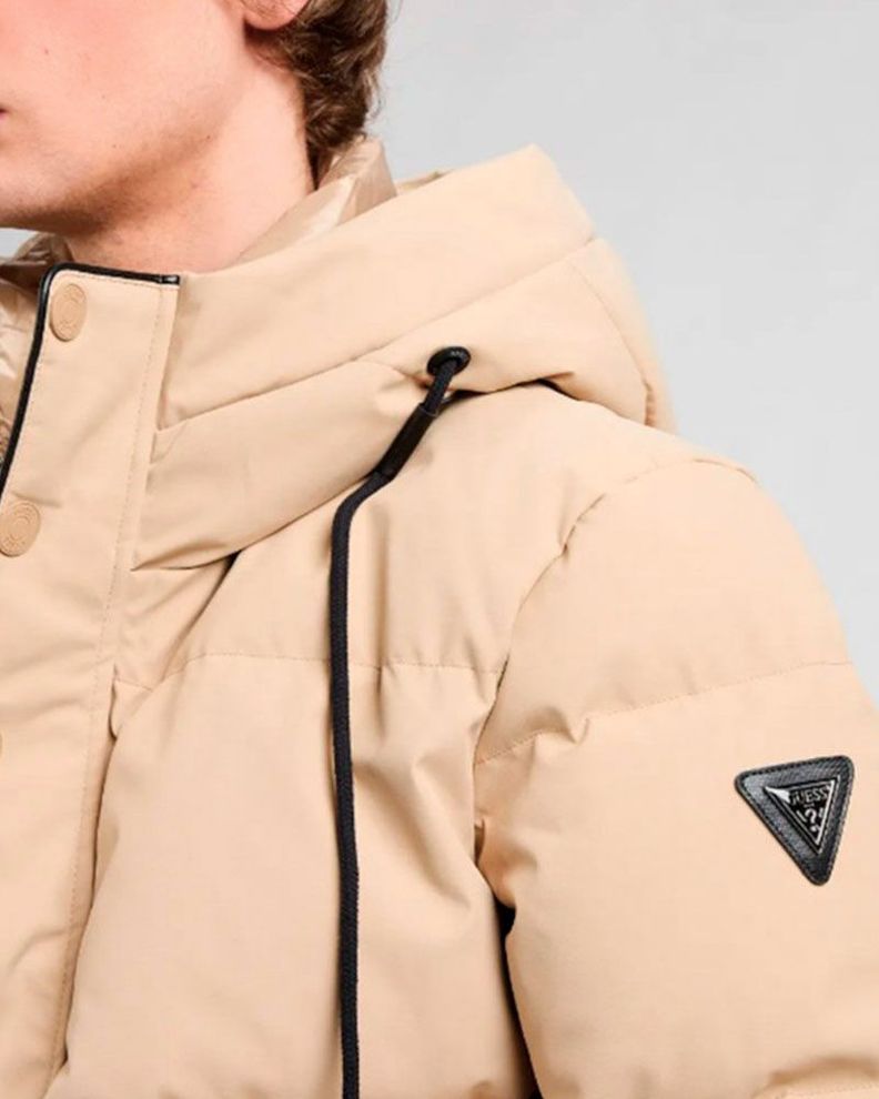 Chaqueta Guess Hombre High Collar Puffa Jacket Beige-2