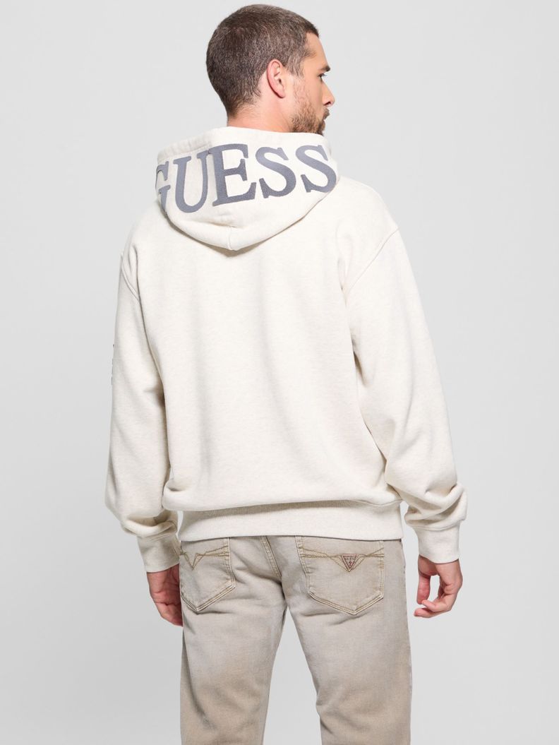 Poleron Guess Hombre Chenille Logo Hoodie Crema-0