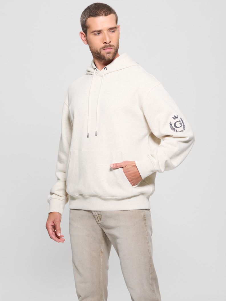 Poleron Guess Hombre Chenille Logo Hoodie Crema-3