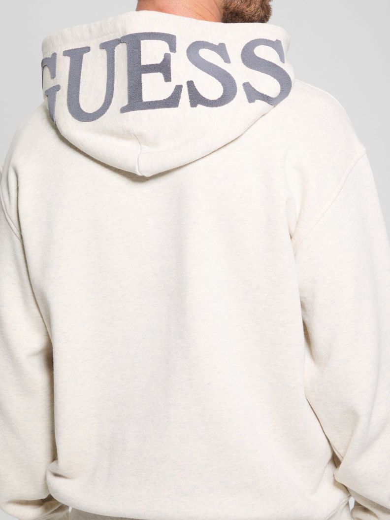 Poleron Guess Hombre Chenille Logo Hoodie Crema-4