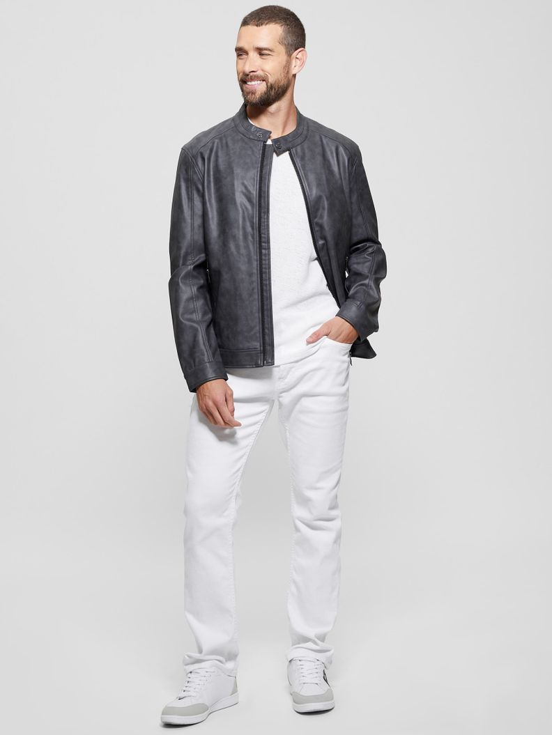 Chaqueta Guess Hombre Fitted Pu Jacket Negro-1