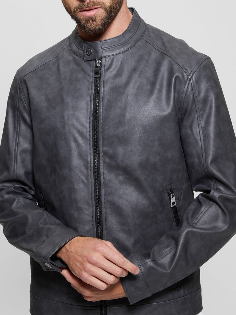 Chaqueta Guess Hombre Fitted Pu Jacket Negro-2