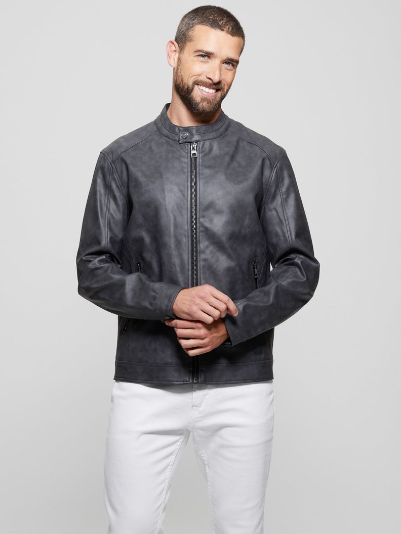 Chaqueta Guess Hombre Fitted Pu Jacket Negro-3