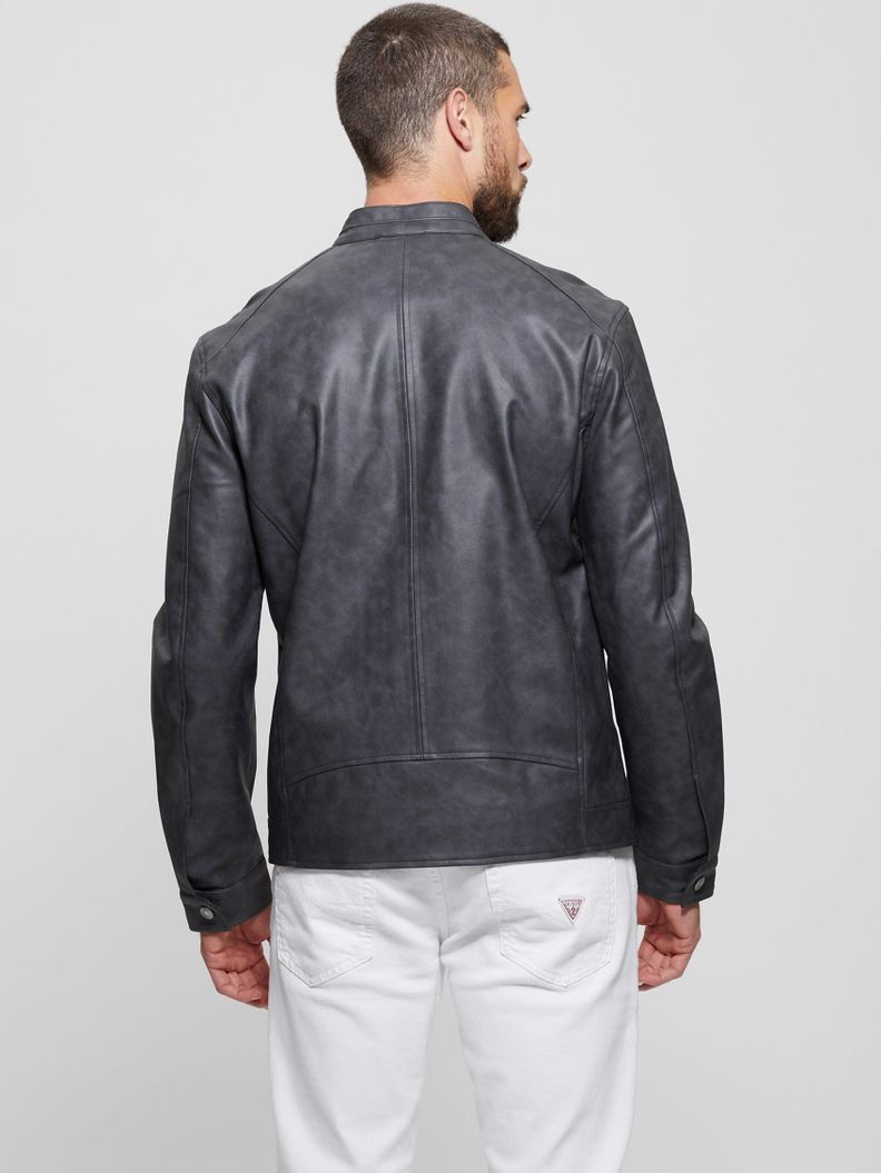 Chaqueta Guess Hombre Fitted Pu Jacket Negro-4
