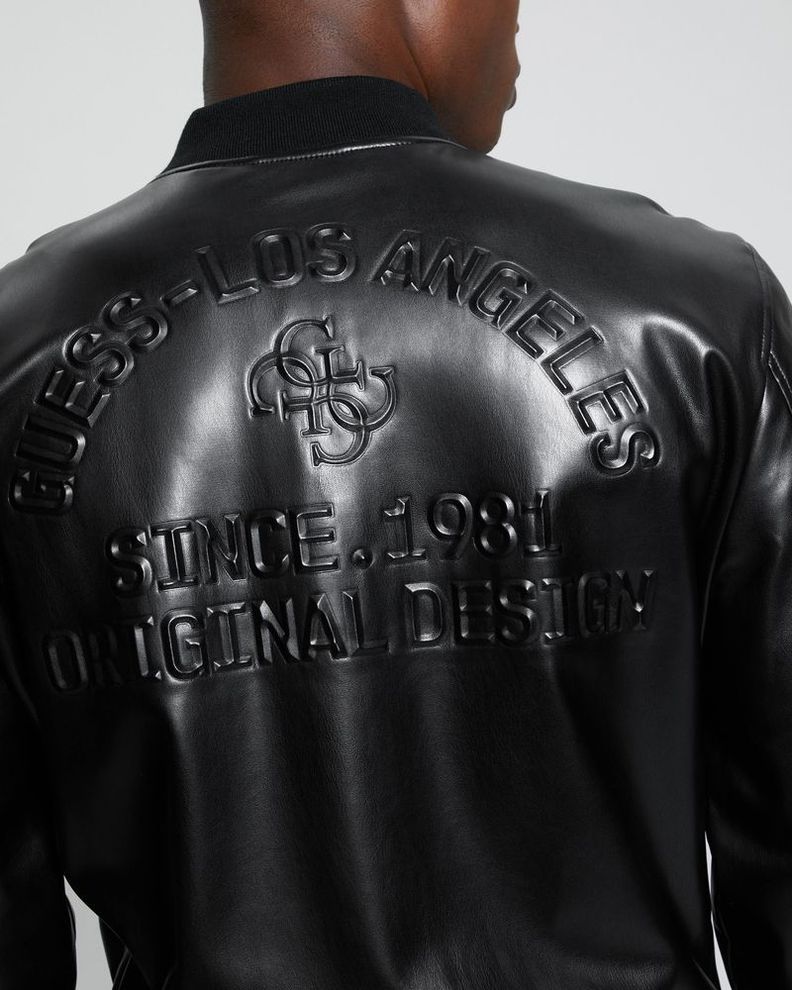 Chaqueta Guess Hombre District Faux Leather Bomber Negro-1