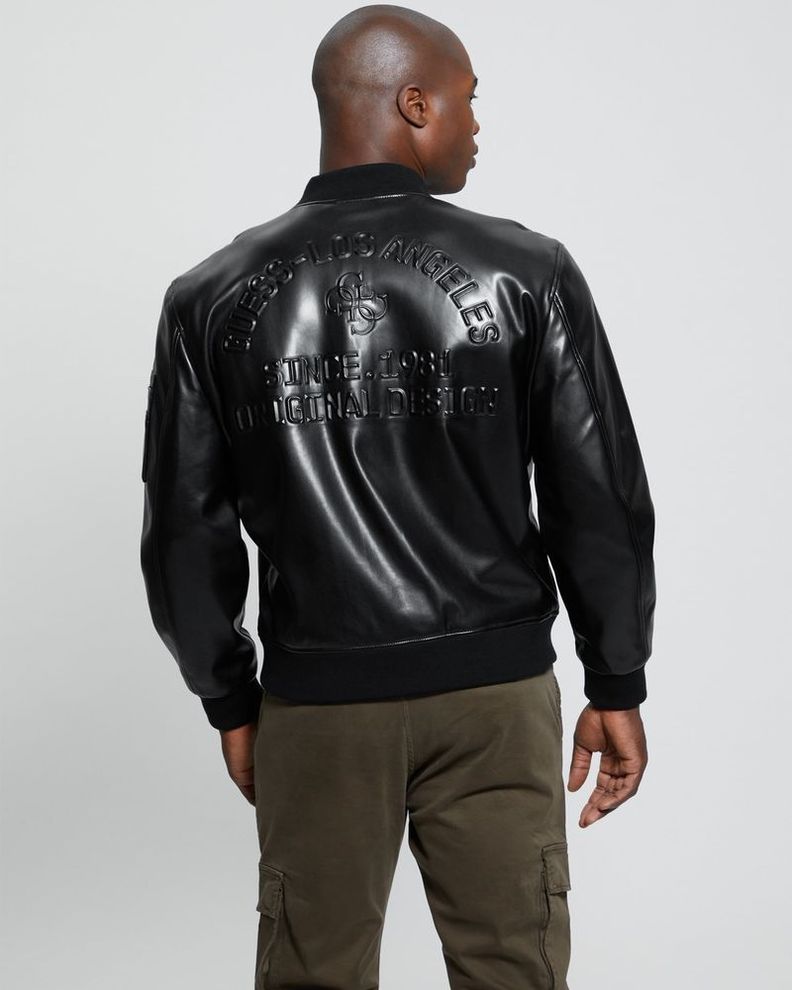 Chaqueta Guess Hombre District Faux Leather Bomber Negro-5
