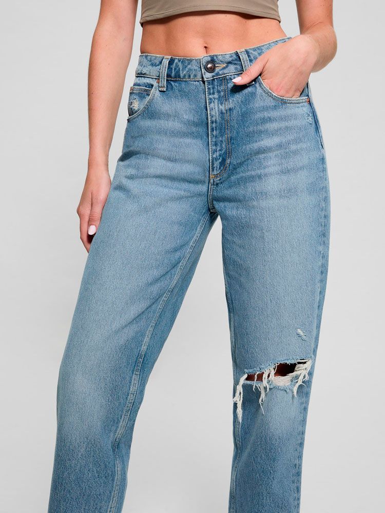 Jeans Guess Mujer Mom Jean Azul.-3