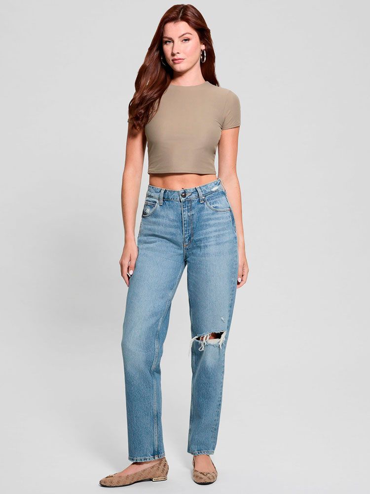 Jeans Guess Mujer Mom Jean Azul.-4