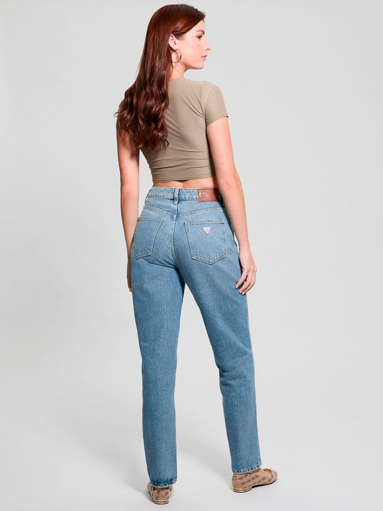 Jeans Guess Mujer Mom Jean Azul.-7