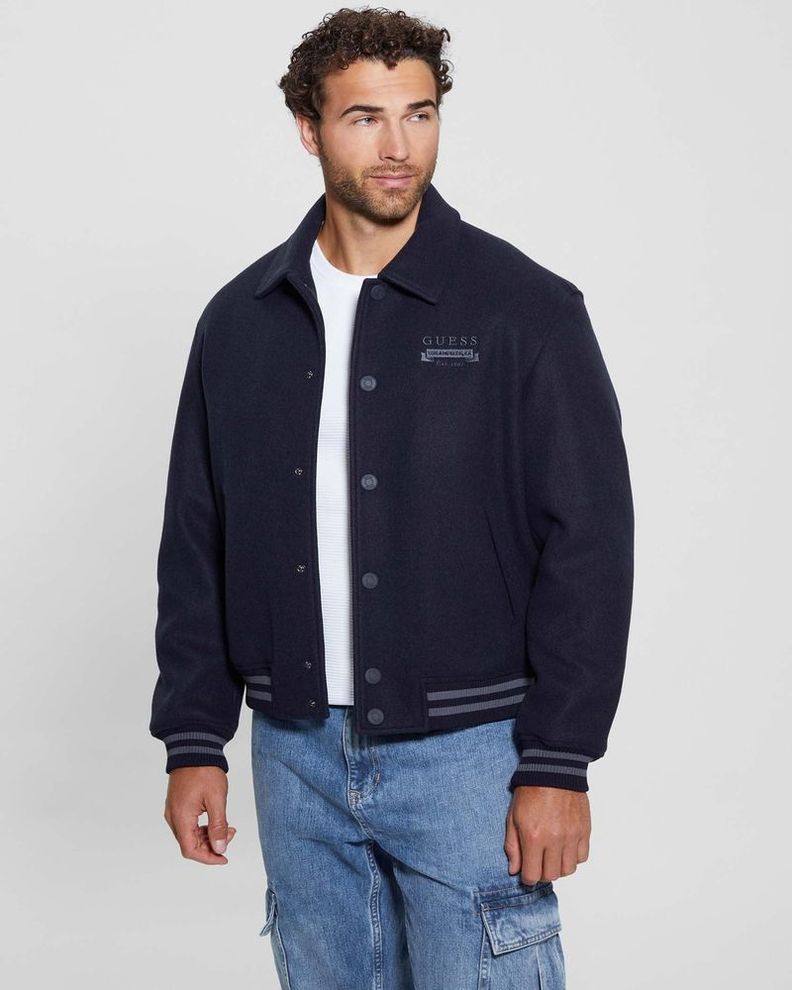 Chaqueta Guess Hombre Melton Bomber Azul-0