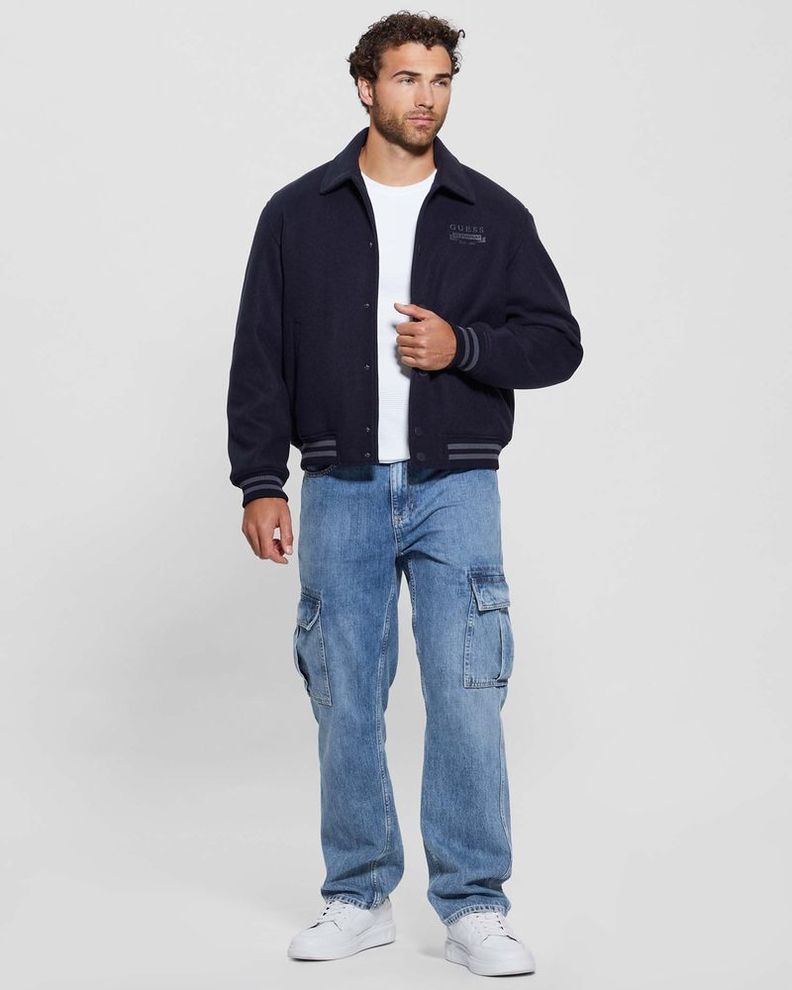 Chaqueta Guess Hombre Melton Bomber Azul-1