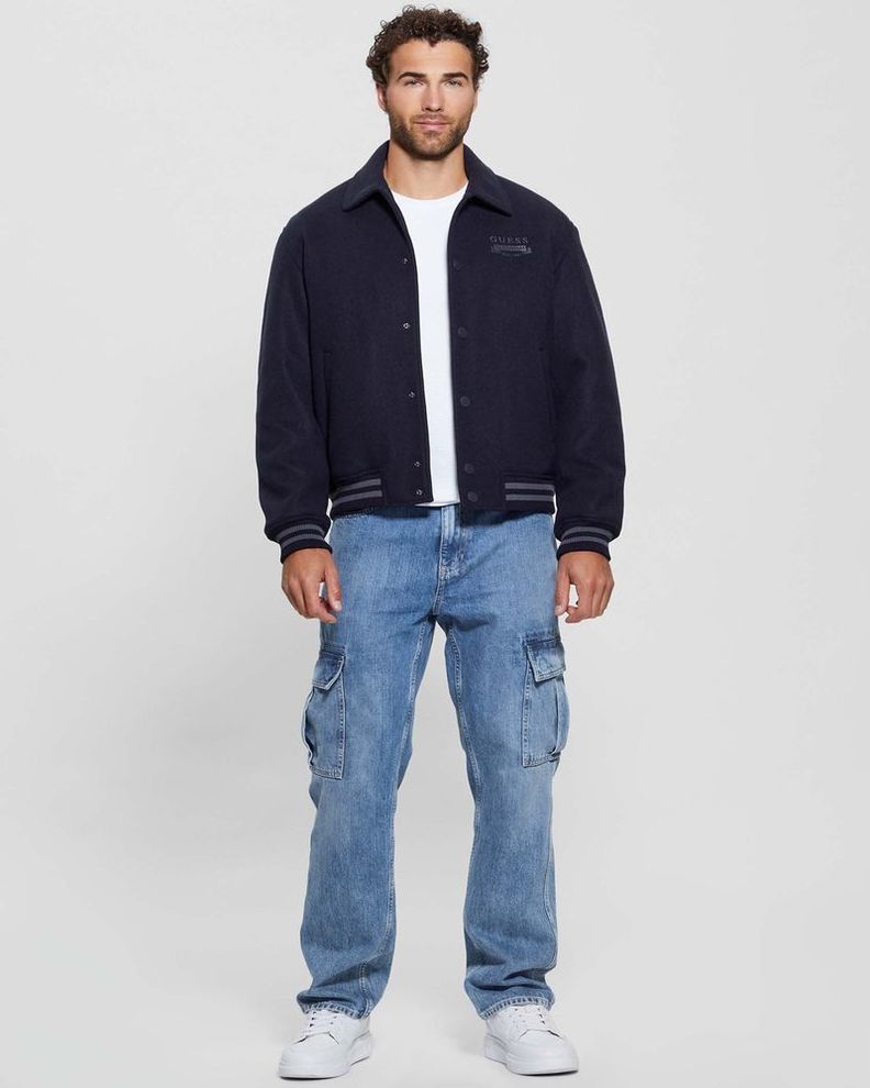 Chaqueta Guess Hombre Melton Bomber Azul-5