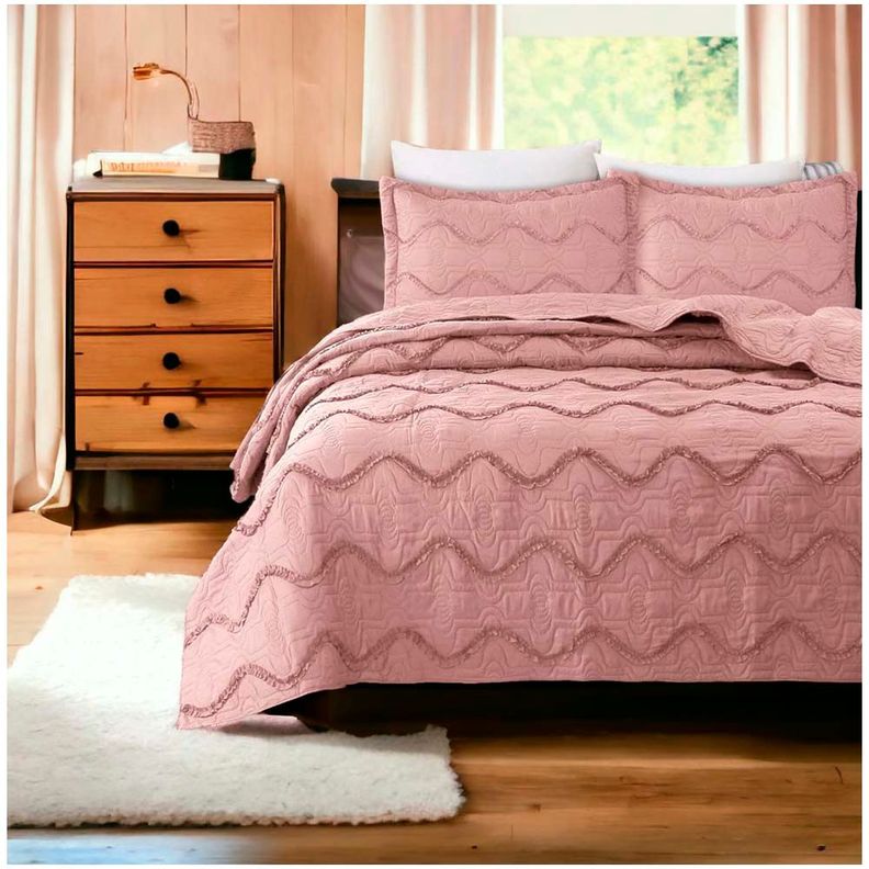 CUBRECAMA PREMIUN QUILT VERANO 2 PLAZAS Rosado-0