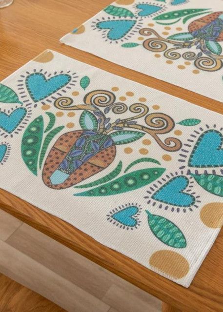 Camino de mesa 35x180cm + Individuales Set de 7 piezas mod06-2