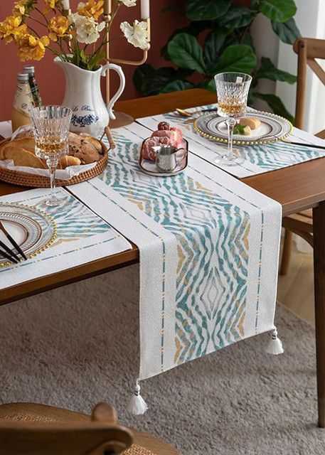 Camino de mesa 35x180cm + Individuales Set de 7 piezas mod05-1