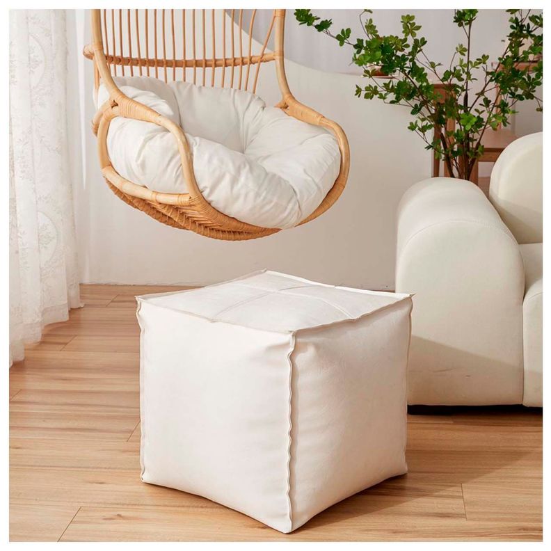 Pufs otomano de estilo nórdico Crema 45x45 cm-1