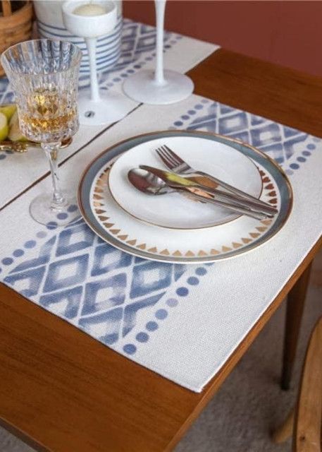 Camino de mesa 35x180cm + Individuales Set de 7 piezas mod02-2