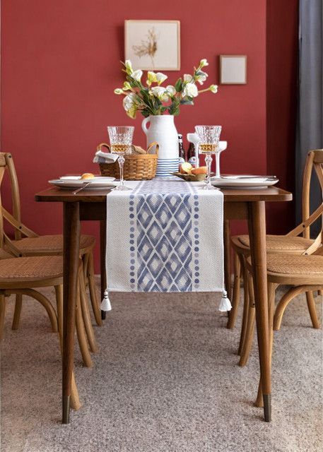 Camino de mesa 35x180cm + Individuales Set de 7 piezas mod02-3