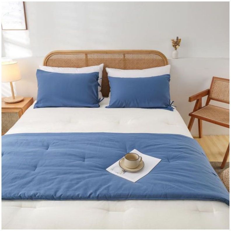 Set Piecera de Lino Azul 80 X 210 +2 fundas-1