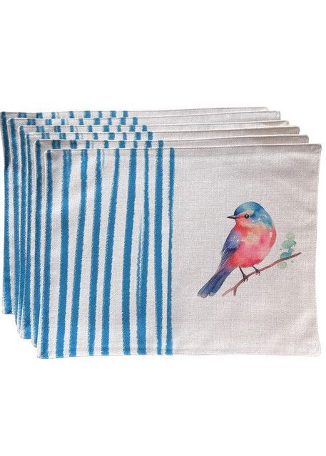 SET 6 Individuales de Lino 35x45 Tela Repelente al agua y Antimanchas mod06-0
