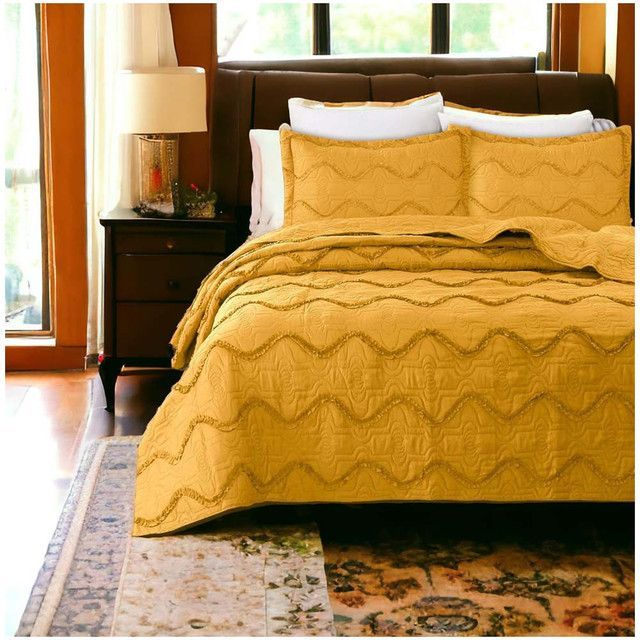 CUBRECAMA PREMIUN QUILT VERANO 2 PLAZAS Mostaza-0