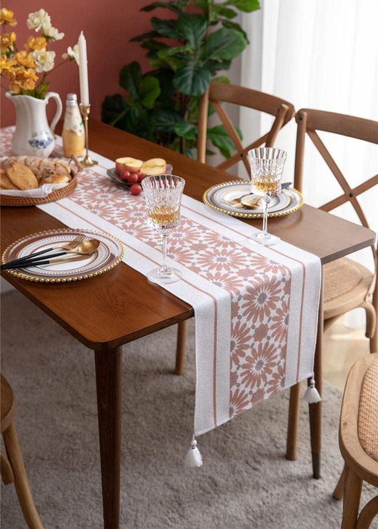 Camino de mesa 35x180cm + Individuales Set de 7 piezas mod04-0
