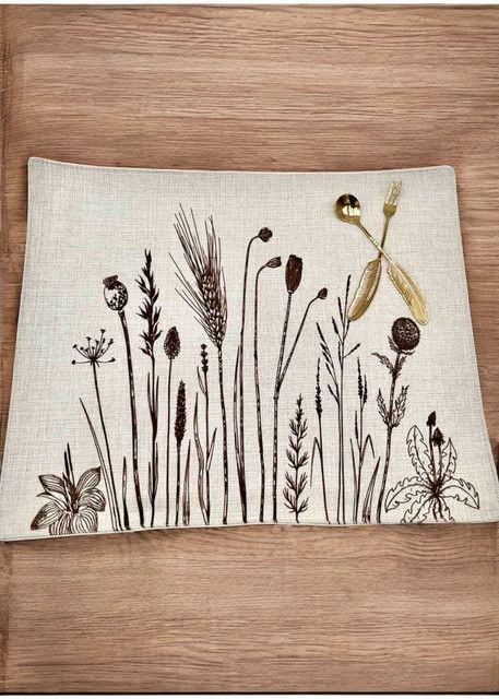 SET 6 Individuales de Lino 35x45 Tela Repelente al agua y Antimanchas mod08-1