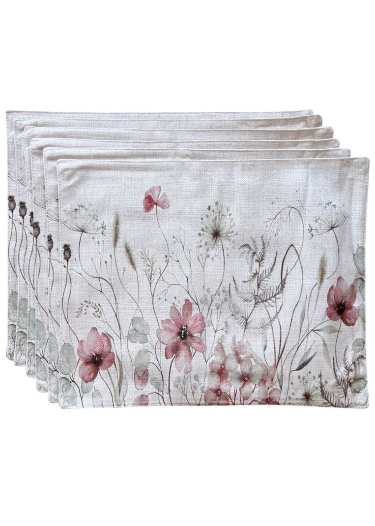 SET 6 Individuales de Lino 35x45 Tela Repelente al agua y Antimanchas mod05-0