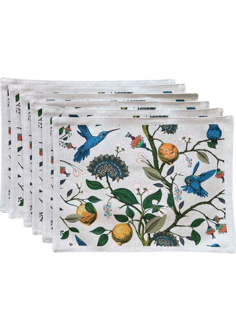 SET 6 Individuales de Lino 35x45 Tela Repelente al agua y Antimanchas mod03-0
